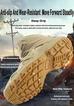 Imagem do Botas táticas de combate impermeáveis masculinas, Botas de tornozelo para caminhadas ao ar livre, Escalada botas de combate