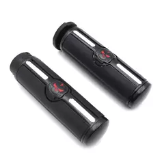 Peças de motocicleta crânio 1 "manoplas mecânicas para harley davidson 1996-mais tarde vrsc xl xr dyna softail yamaha cromo/preto na internet