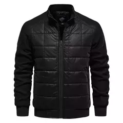 Imagem do AIOPESON-Jaqueta de gola xadrez masculina, jaquetas forrado de lã grossa, casaco retalhado, moda inverno quente