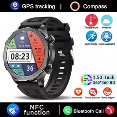 Relógio Inteligente de Chamada Bluetooth para Homens, Huawei AMOLED, Tela Grande HD, Frequência Cardíaca, NFC, IP68 Impermeável, GPS, Relógio Esportivo, Novo, 2022