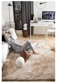 Imagem do Tapete cinzento para sala de estar tapete de pelúcia cama quarto piso tapetes macios anti-deslizamento decoração da casa tapetes de veludo macio cobertor do quarto dos miúdos