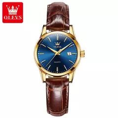 OLEVS-Relógio de quartzo de couro impermeável feminino, relógio de pulso respirável, marca top, luxo - Wolf Magazine