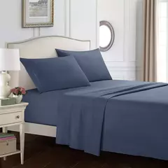 Battilo-Cama de casal Set Sheets, folha plana com Pillowscaso, Luxo Cooling, King and Queen, cama de tamanho completo, 4 PCs