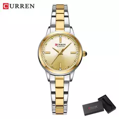 Curren-relógio de quartzo feminino, original, elegante, feito de aço inoxidável, à prova d'água, para as mulheres