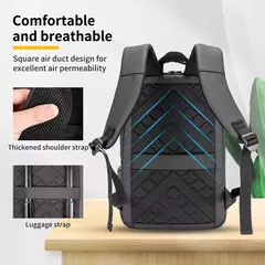Qualidade PU Coberto Preto Cinza High School Use 16,5 polegadas Viagem Negócios USB Laptop Mochila