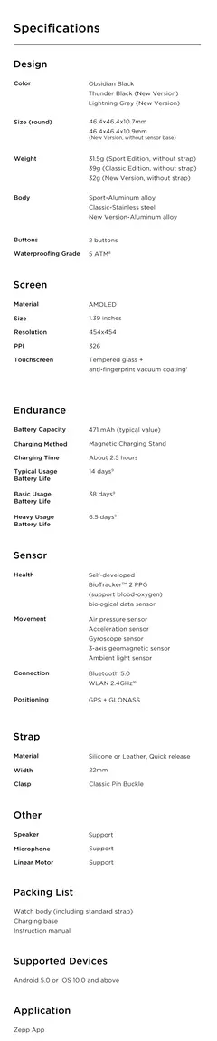 Amazfit-Smartwatch GTR 2 com autonomia de bateria ultra longa incorporada, telefone Android e iOS, Alexa, nova versão - loja online
