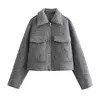 Jaqueta TRAF com fecho de correr para mulheres, casaco curto, casaco de Tweed, casaco demi-season, novo para outono e inverno