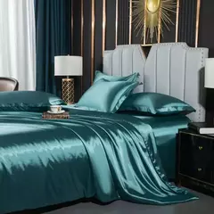 Monocromático Rayon Satin Conjunto de cama, luxo Duvet Cover Kit, Twin Queen e King Size, Home Textile, 3PCs, 4PCs - comprar online