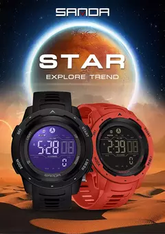 Relógio de pulso masculino Sanda, 50m à prova d'água, led, digital, militar, esportes, pedômetro, calorias, marca, 2145 - Wolf Magazine
