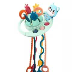 Imagem do Desenvolvimento De Silicone Chocalho Teether Brinquedos, Montessori, Puxar Cordas Jogos, 1 Ano Brinquedos De Dentição Para Bebês, 6 12 Meses