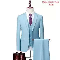 Terno monocromático de três peças masculino, vestido de noiva monocromático para noivo, colete e calça, marca de luxo, negócios formais, 14 cores, M-6XL na internet