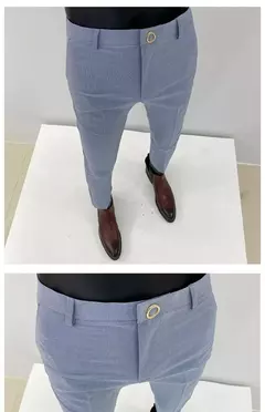 Homens terno calças calças formais pantalone hombre estiramento fino cor sólida vestido casual calças de comprimento total moda novas roupas masculinas - comprar online