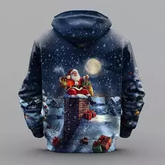 Fashion Mens Christmas Zipper Hoodie Trend Autumn Long Sleeve 3D Printed Zip Up Hoodies Casual Streetwear Oversized Pullovers - loja online