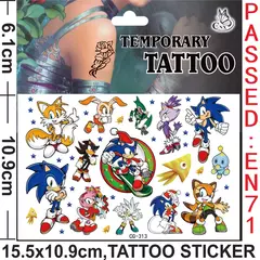 8 estilos sonic brinquedos tatuagem adesivos anime ouriço figura modelo adesivos de longa duração bonito dos desenhos animados crianças partys suprimentos presentes