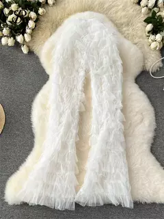 SINGREINY-Calças femininas de malha longa, calças vintage flare pura, em camadas, cintura alta, moda americana, streetwear, Y2K, 2024 - loja online