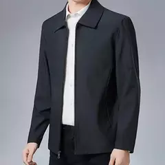Jaquetas monocromáticas à prova de vento para homens de meia idade, casaco com zíper com gola lapela, jaquetas casuais masculinas, 5 tamanhos, inverno - loja online