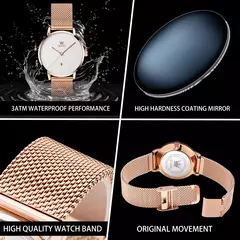 OLEVS-Relógio de quartzo impermeável de aço inoxidável feminino, original, simples, elegante, luxo, moda - comprar online