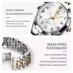 OLEVS-Relógio de quartzo para mulheres, aço inoxidável sólido, mostrador digital, pulseira elegante impermeável, espelho losango, conjunto presente - comprar online