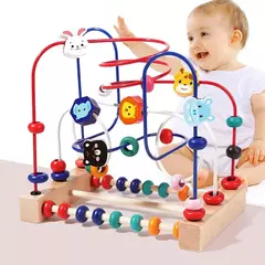 Montessori bebê montanha russa brinquedos labirinto de contas de madeira, quebra-cabeça educacional para aprendizagem precoce infantil, brinquedo de matemática para criança, 2024
