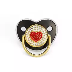 Coração Rhinestone Chupeta dos bebês com tampa, infantil Chupeta, mordedor, Silicone manequim bico, chuveiro recém-nascido, luxo, Bling - Wolf Magazine