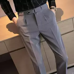 Calça formal de cintura alta masculina, roupa de negócios, calça para alfaiataria social, de qualidade luxuosa, preta, verão, 2022 - Wolf Magazine