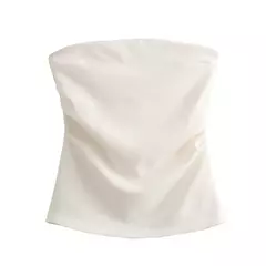 TRAF-Blusa sem mangas sem alças para mulheres, tops femininos, zíper traseiro, roupas de rua, tanque chique, moda verão, nova na internet
