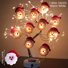 Snowman LED Garland String Light, ornamento de árvore de Natal, Feliz Natal Decorações para casa, presentes de Natal, 2024