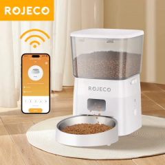 Rojoeco 2l alimentador automático de gatos wifi inteligente dispensador de comida para animais de estimação para alimentos secos cães dispensador de pauzinhos com acessórios de controle remoto