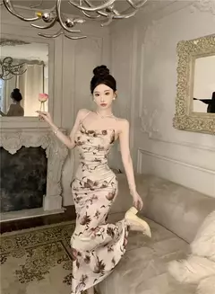 Vestido feminino justo de cauda de peixe, vestido elegante na moda, colarinho francês, leste europeu e sudeste asiático, atacado, 2024 - comprar online