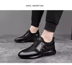 Imagem do Sapatos esportivos casuais de verão respiráveis plus size sapatos masculinos de couro 6cm salto interno invisível aumentar sapatos 8cm
