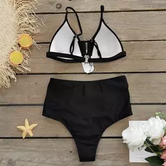 Conjunto de biquíni de três peças, sutiã acolchoado, borla, saia de praia de cintura alta, maiô de verão, moda sexy, monocromático - Wolf Magazine