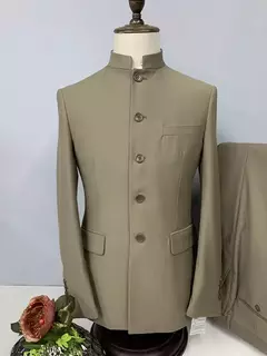 Imagem do Conjunto de terno de túnica masculino single breasted stand colarinho, blazers, jaqueta, calças, boutique, moda casual, casaco, calças, 2 peças, 2023