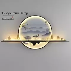 AFRA-Modern Wall Picture LED Light, chinês Criativo Circular, Mural Lâmpada para Casa, Viver, Quarto, Estudo, Mural - comprar online