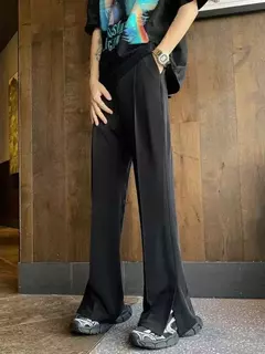 Imagem do Calças largas retas para homens, terno masculino, calça preta, spandex clássico, desgaste do trabalho, roupas de alfaiataria, oferta chinesa