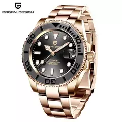 Pagani design esportes masculino relógio de pulso mecânico safira luxo relógio automático para homem aço inoxidável à prova dwaterproof água - loja online