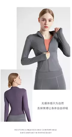 Imagem do Fato de treino de mangas compridas Slim Fit para mulheres, casaco fitness, tops de ioga com buracos, jaqueta de ginástica, moletom de treino 2024