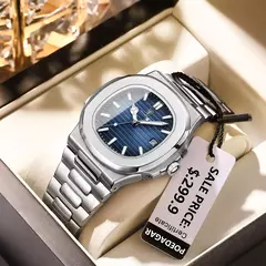 Poedagar-Relógio Quartz de Luxo Masculino, Relógio de Negócios Impermeável, Relógio Masculino, Data Luminosa, Aço Inoxidável, Quadrado, Novo, 2022 - loja online