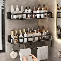 Cremalheira fixada na parede do armazenamento para o banheiro, mesa de vestir, barra de toalha, toalheiro do banho, moderno na internet