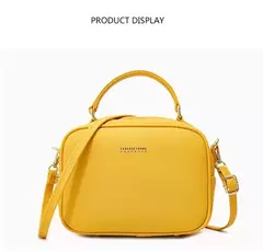 Imagem do PU Leather Square Strap Satchel, Bolsa simples de cor sólida, bolsa de ombro, Commuter Shopping Collection Bag