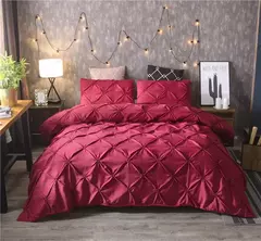 Imagem do Pinch plissado conjuntos de cama de poliéster, Black Duvet Cover Set, Bedclothes King Size, Luxo Home and Hotel Use, sem enchimento, sem folha, 2 pcs, 3pcs