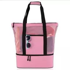 Bolsa de praia de piquenique para mulheres, malha, transparente, camada dupla, armazenamento de natação, alta capacidade, sacolas de compras - comprar online