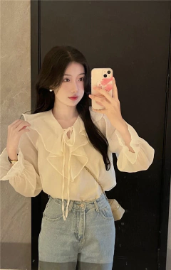 GIDYQ-Blusa coreana de meia gola aberta para mulheres, camisa de escritório para senhoras, pulôver solto, doce, todos os jogos, tops femininos chiques, sólidos, verão, novos