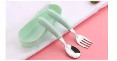 Talheres portáteis de aço inoxidável para crianças, Spoon Forks Box Utensílios de alimentação do bebê Conjunto de talheres para bebês, 3pcs na internet