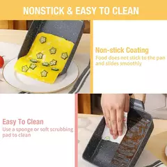 Antiaderente Tamagoyaki Pan, Omelete Japonesa Egg Pan, Pan retangular do rolo de ovo, alça anti escaldante destacável para todo o fogão