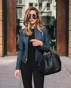 Jaqueta de couro PU feminina com zíper, casaco manga comprida, jaquetas de motociclista, slim fit, monocromática, streetwear casual, moda feminina, outono, Y2K na internet