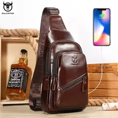 BULLCAPTAIN-Bolsa de Peito de Couro Masculina, Grande Capacidade, Bolsa Mensageiro Casual, Classic, XB 127, Latest, 2023
