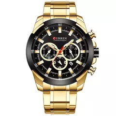 Curren-relógio de pulso masculino, marca top, grande, esportes, militar, aço, quartzo, cronógrafo, design de ouro, para homens - comprar online