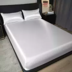 Elegante cetim equipado lençol, folha equipada, luxuoso Universal King e Queen Size, 35cm de altura, adiciona opção para sua decoração do quarto na internet