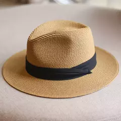 Imagem do Chapéu de palha panaman cabeça grande masculino, chapéu de tecido dobrável, chapéu top jazz, proteção solar, sombreamento solar, tamanho grande, 63cm