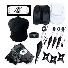 Imagem do Anime naruto cosplay kakashi acessórios brinquedos figura de ação luvas bandana kunai máscara uchiha luvas conjunto presente